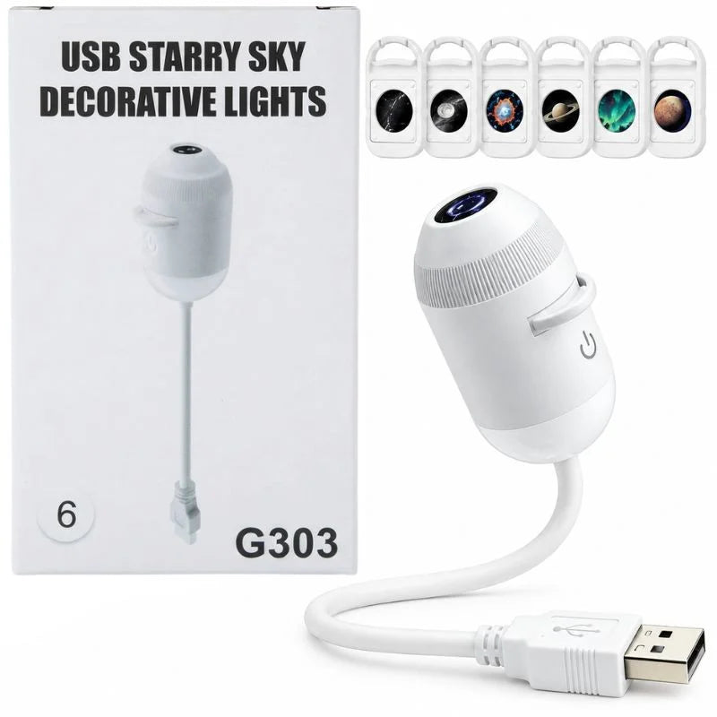 2-in-1 USB Galaxy Star Projector Night Light | 6 Lense HD Projector | Night Lamp |Decoration Item