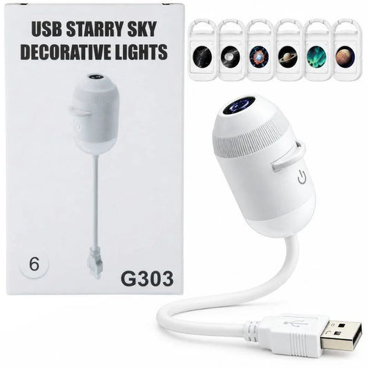 2-in-1 USB Galaxy Star Projector Night Light | 6 Lense HD Projector | Night Lamp |Decoration Item