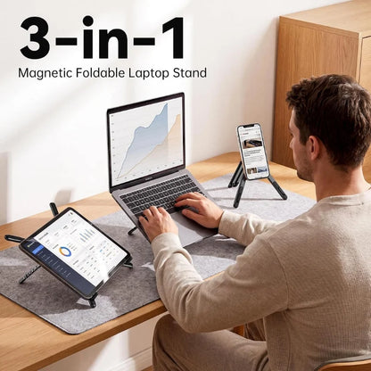 3-in-1 Magnetic Foldable Stand (Model K001) | Laptop & Phone Stand