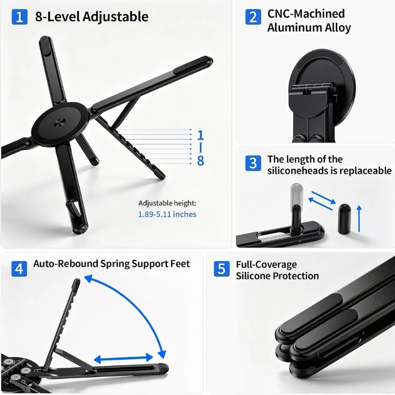 3-in-1 Magnetic Foldable Stand (Model K001) | Laptop & Phone Stand
