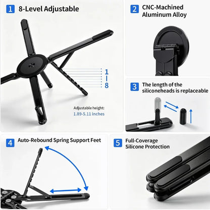 3-in-1 Magnetic Foldable Stand (Model K001) | Laptop & Phone Stand